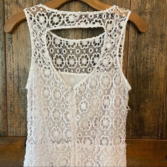BB Dakota 6 White Lace Open Back Lined Dress - Picture 8 of 10